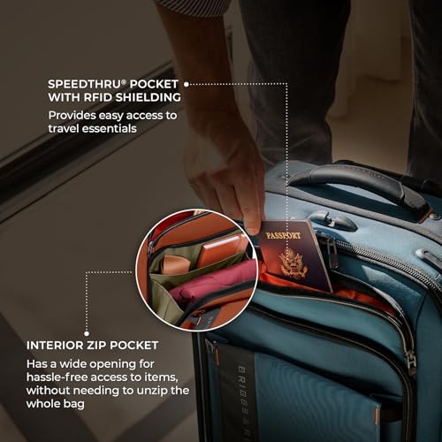 Briggs & Riley Domestic 22" Carry On Expandable Spinner - Luggage for Travel, Suitcases with Wheels, Softside Rolling Bag for Men & Women, Self-Repairing Zipper - ZDX Collection, Black