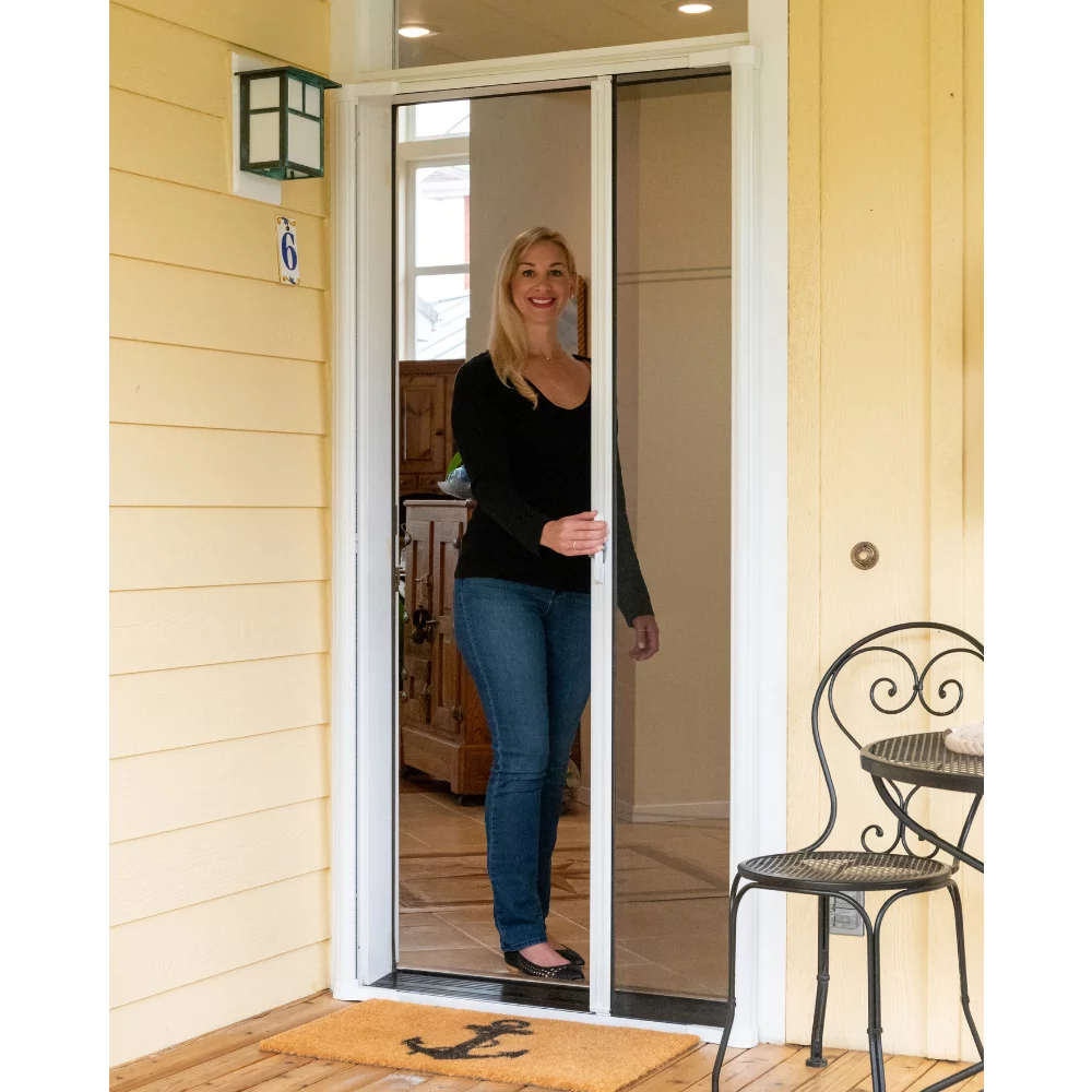 COOL Single Retractable Door Screen-Brown (for 80-in tall x 32-in to 36-in wide doors)