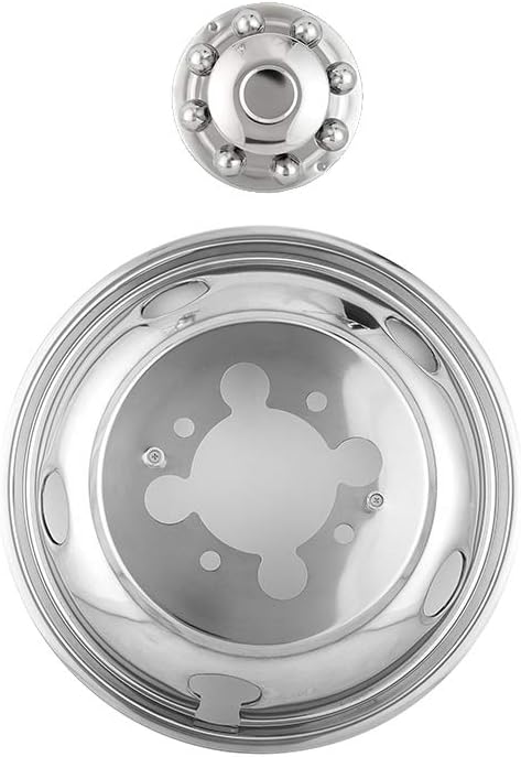 Deebior 4pcs 17inch Polished Stainless Steel Dually Wheel Simulators, Nice looking and Durable Bolt On Wheel Cover, 8 Lug 4 Hand Hole Hubcaps Fit for 2005-2021 Ford F350 with Installation Tool Kit A8P