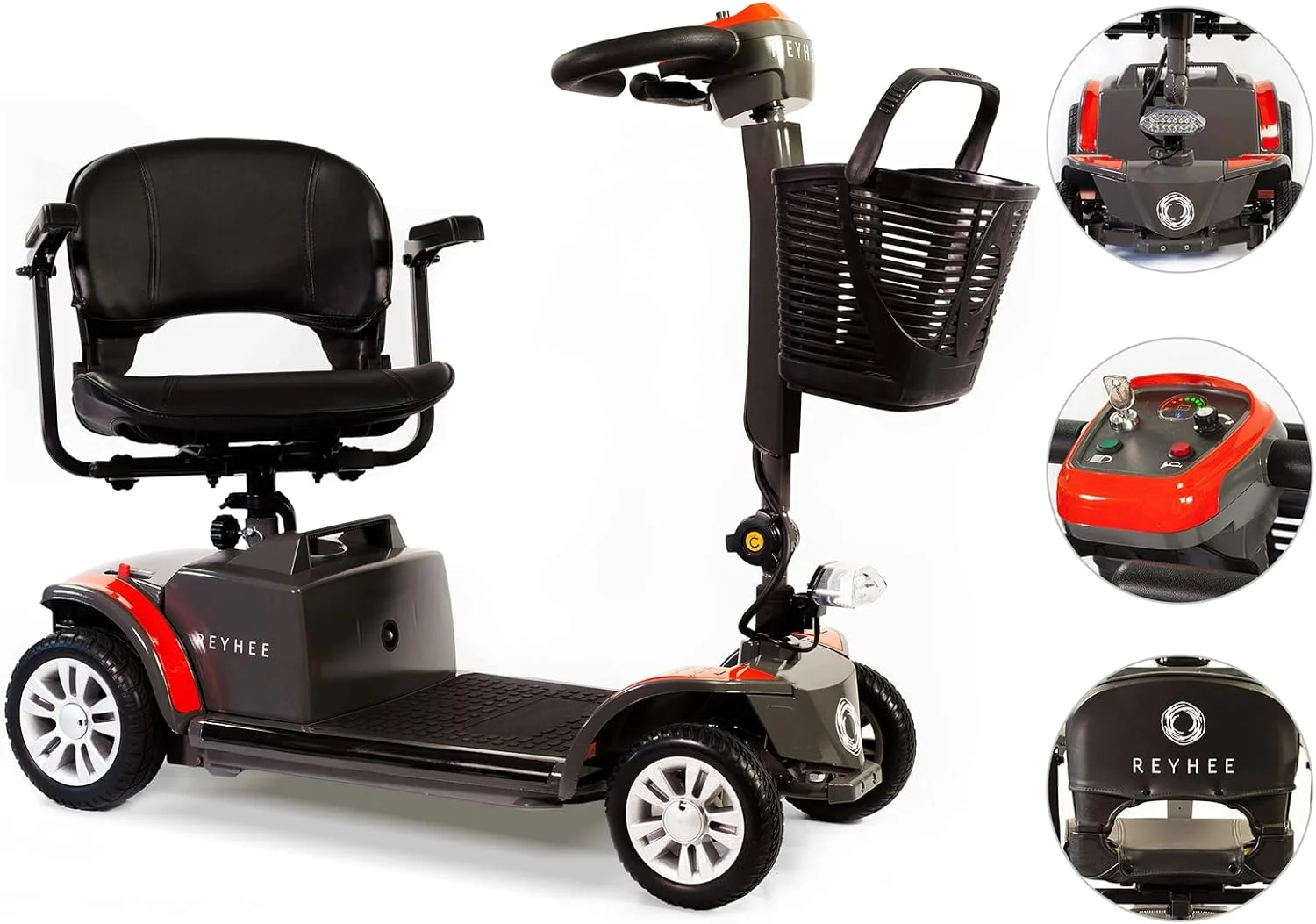 Reyhee Cruiser Powered Mobility Scooters - 24V, 180W 4 Wheel Mobility Scooters for Adults & Seniors