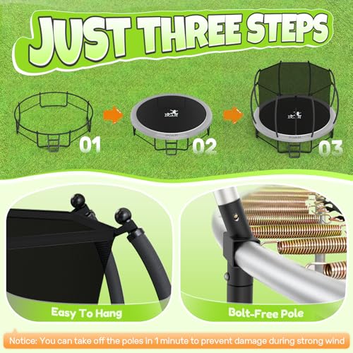 BCAN 8FT 10FT 12FT 14FT 15FT 16FT Recreational Trampoline with Enclosure for Kids Adults, ASTM Approved, Outdoor Trampolines with Ladder for Kids