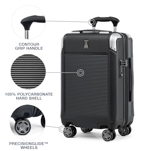 Travelpro Platinum Elite Hardside Expandable Carry on Luggage, 8 Wheel Spinner, TSA Lock, Hard Shell Polycarbonate Suitcase, Metallic Sand, Compact Carry on 20-Inch