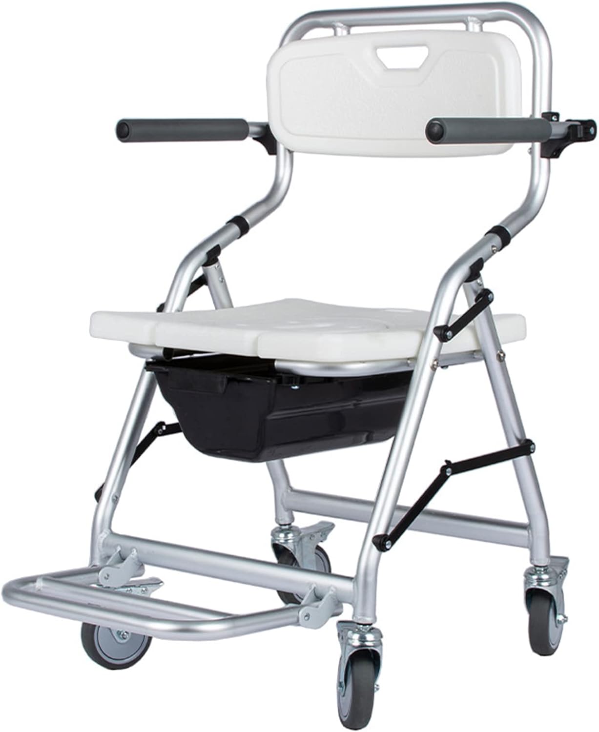 Shower Chair with Wheels and Footrest, Commode Wheelchair, Shower Wheelchairs for The Disabled, Commode Chair for The Elderly, Commode Toilet Chair with Wheels