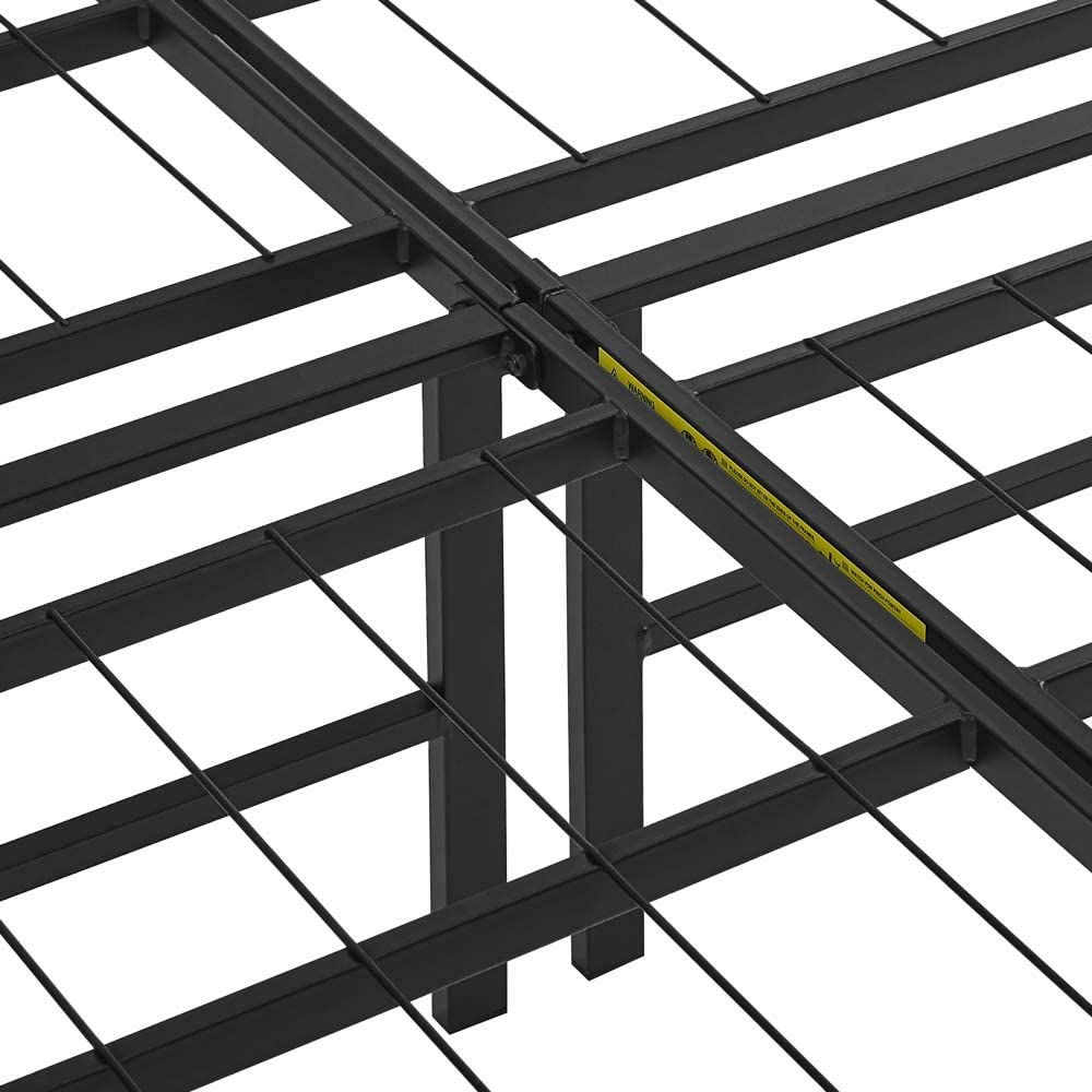 Foldable Metal Platform Bed Frame with Tool Free Setup 14 Inches High  Queen Black