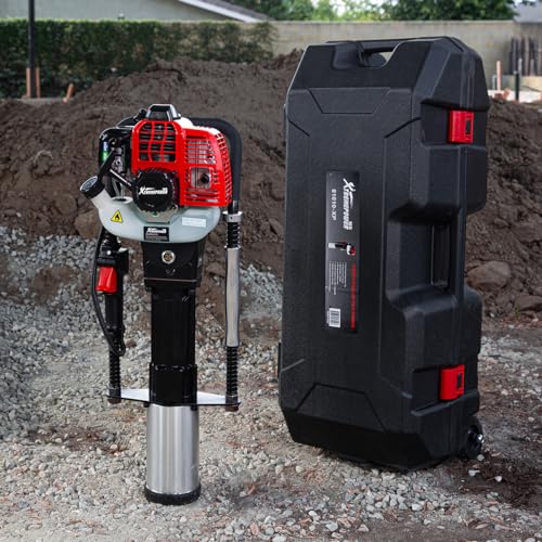XtremepowerUS 52cc Gas-Powered T Post Driver Fence Post Driver Gasoline Piling 2-Stroke Engine EPA Certificated w/Storage Case