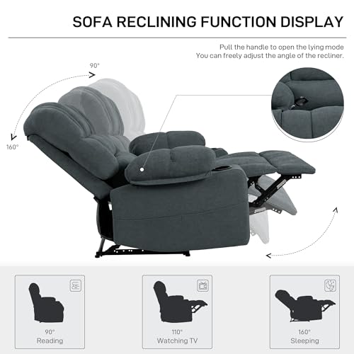 Oversized Recliner Chair for Adult, Plus Size 36.2" Extra Wide Seat Manual Chenille Recliner with Pockets, Ergonomic Massage Heated for Living Room Bedroom Home Threater Office Lounge (Grey)
