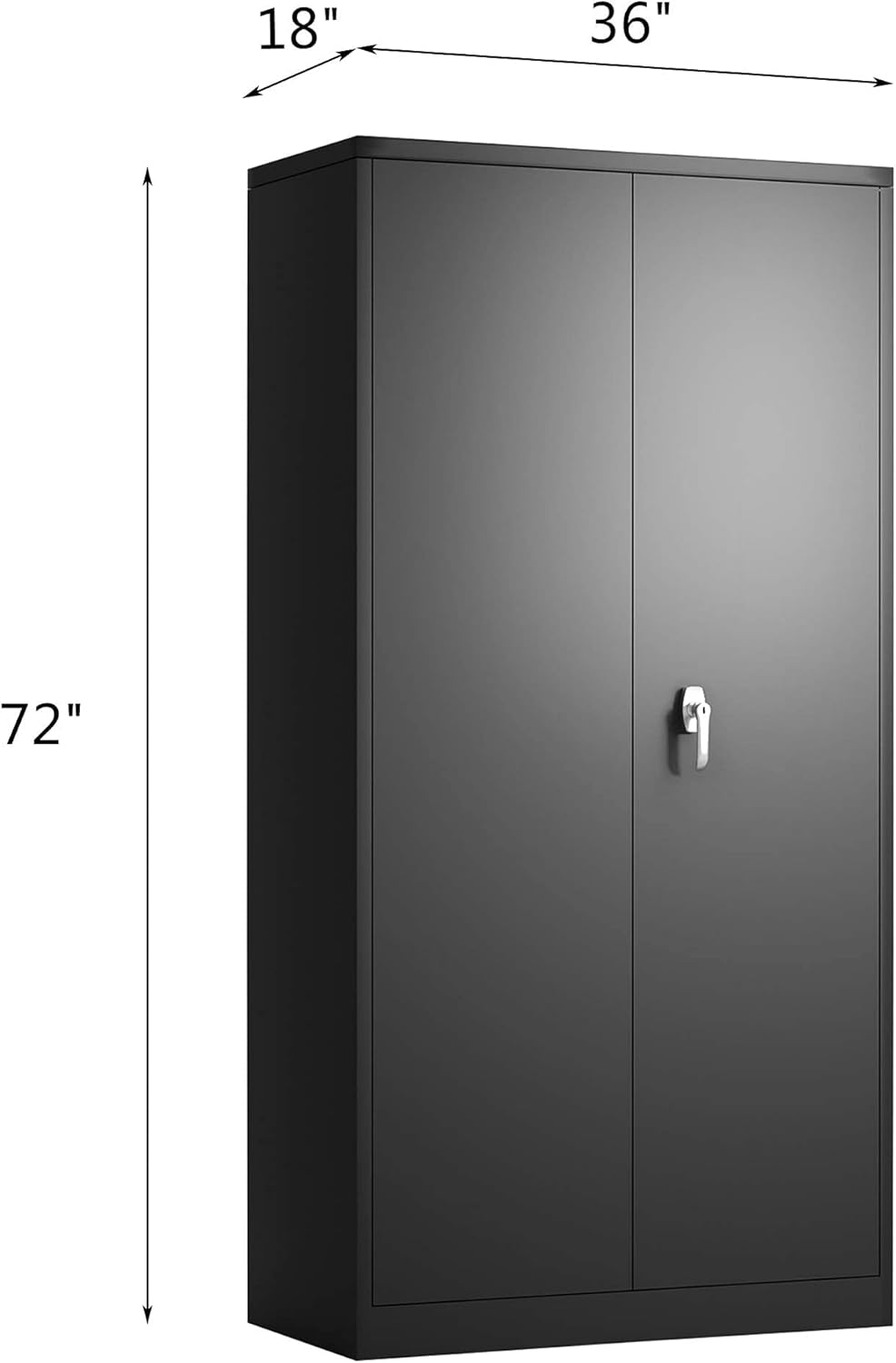 AOBABO Metal Storage Cabinet, 72 Inches Locking Steel Storage Cabinet for Office and Home, Tall Black Storage Cabinet with 4 Adjustable Shelves, Assembly Required