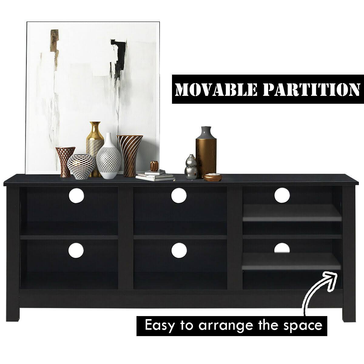 Costway 60x22 Entertainment TV Stand Cabinet-Black