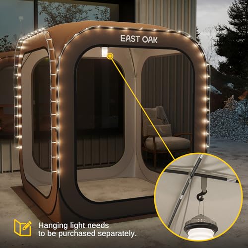 EAST OAK Screen House Tent Pop-Up, Portable Screen Room Canopy Instant Screen Tent 10 x 10 FT with Carry Bag for Patio, Backyard, Deck & Outdoor Activities, Beige