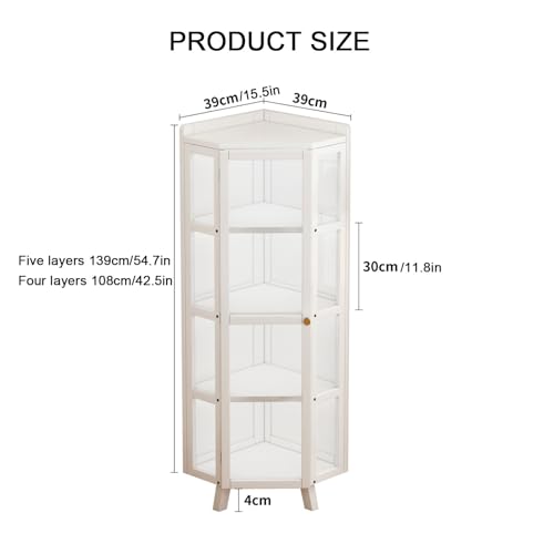 Glass Display Cabinet Clear Showcase Large Storage Curio Cabinet with White Doors - Tall Bookshelf Bookcase for Home Décor