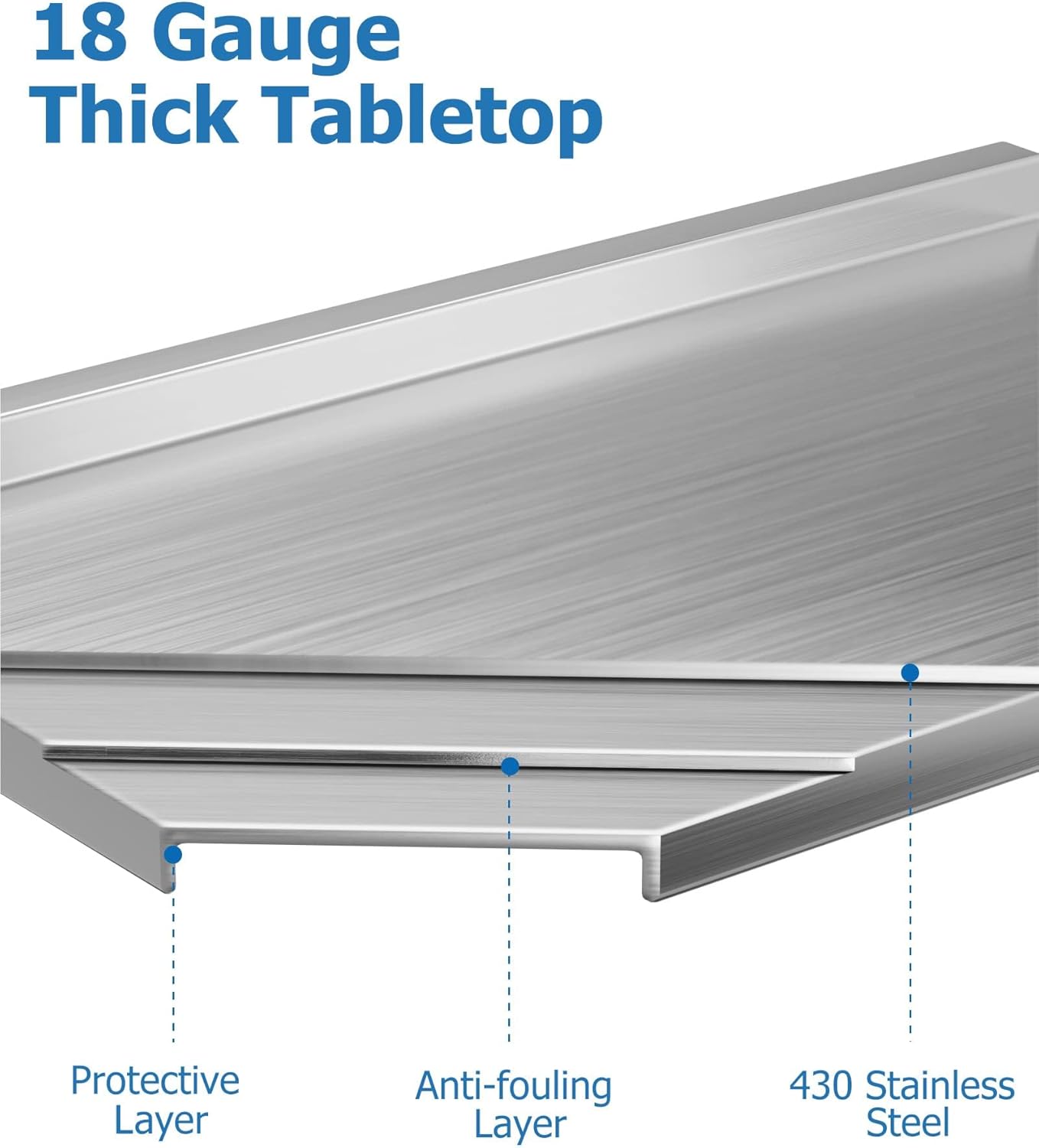 48 x 24 Inch Stainless Steel Table for Prep & Work, NSF Commercial Heavy-Duty Stainless Steel Kitchen Island with Undershelf and Backsplash for Restaurant and Home