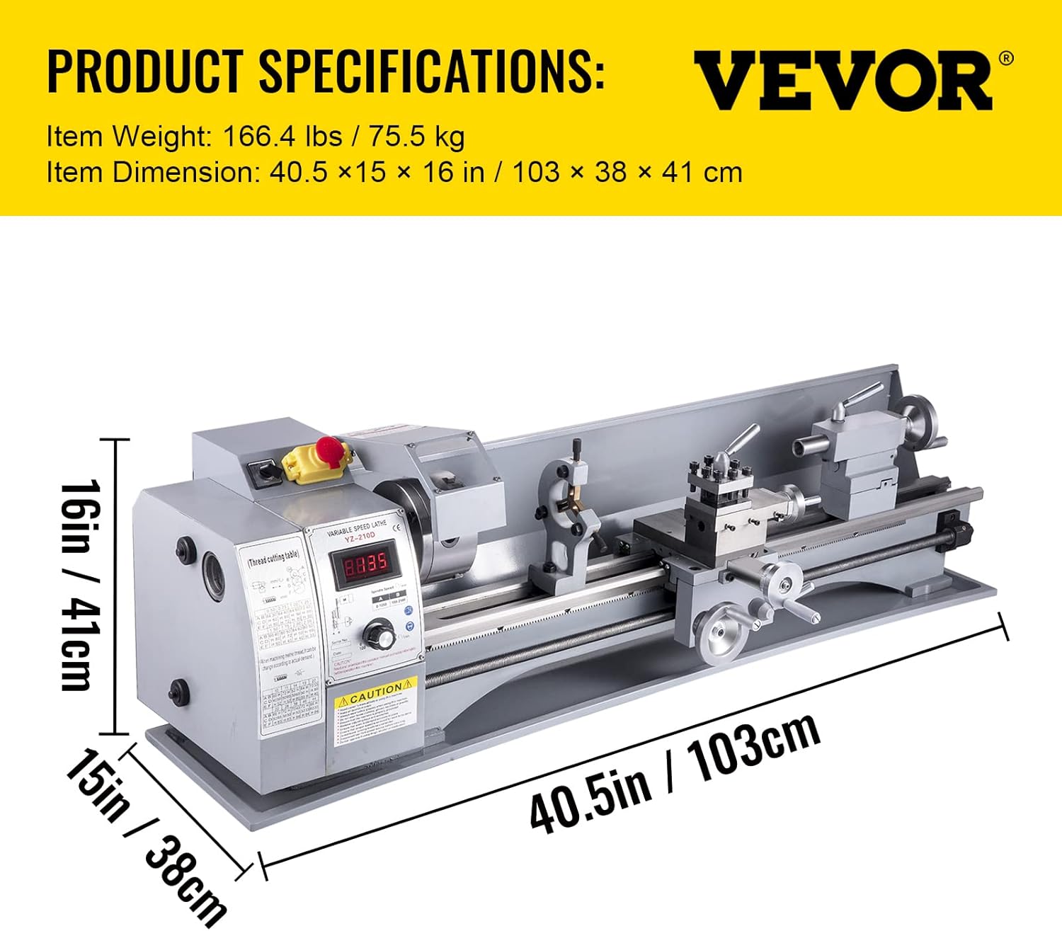 VEVOR Metal Lathe, 210x800 Mini Lathe Machine, 2500 RPM Variable Speed Change, 850W Precision Mini Lathe, Metal Working Lathe with Brushless Motor, Milling Machine for Various Metal Turning