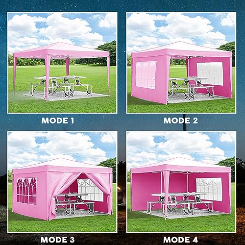 10x20 White Pop Up Canopy Tent Heavy Duty with 6 sidewalls Commercial Outdoor Party Tent Event Wedding Tents Instant Canopy Gazebo with Carry Bag UPF 50+ Waterproof Adjustable Height
