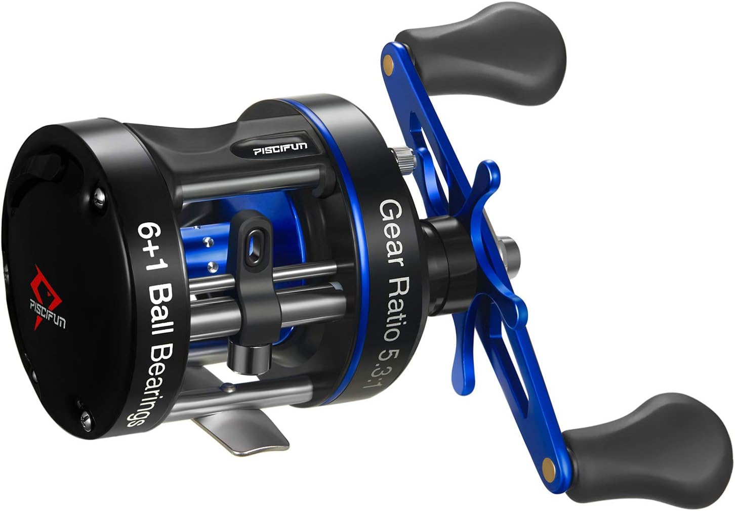 Piscifun Chaos XS Round Reel - Reinforced Metal Body Round Baitcasting Reel, Smooth Powerful Saltwater Inshore Surf Trolling Fishing Reels, Conventional Reels for Catfish, Musky, Bass, Pike