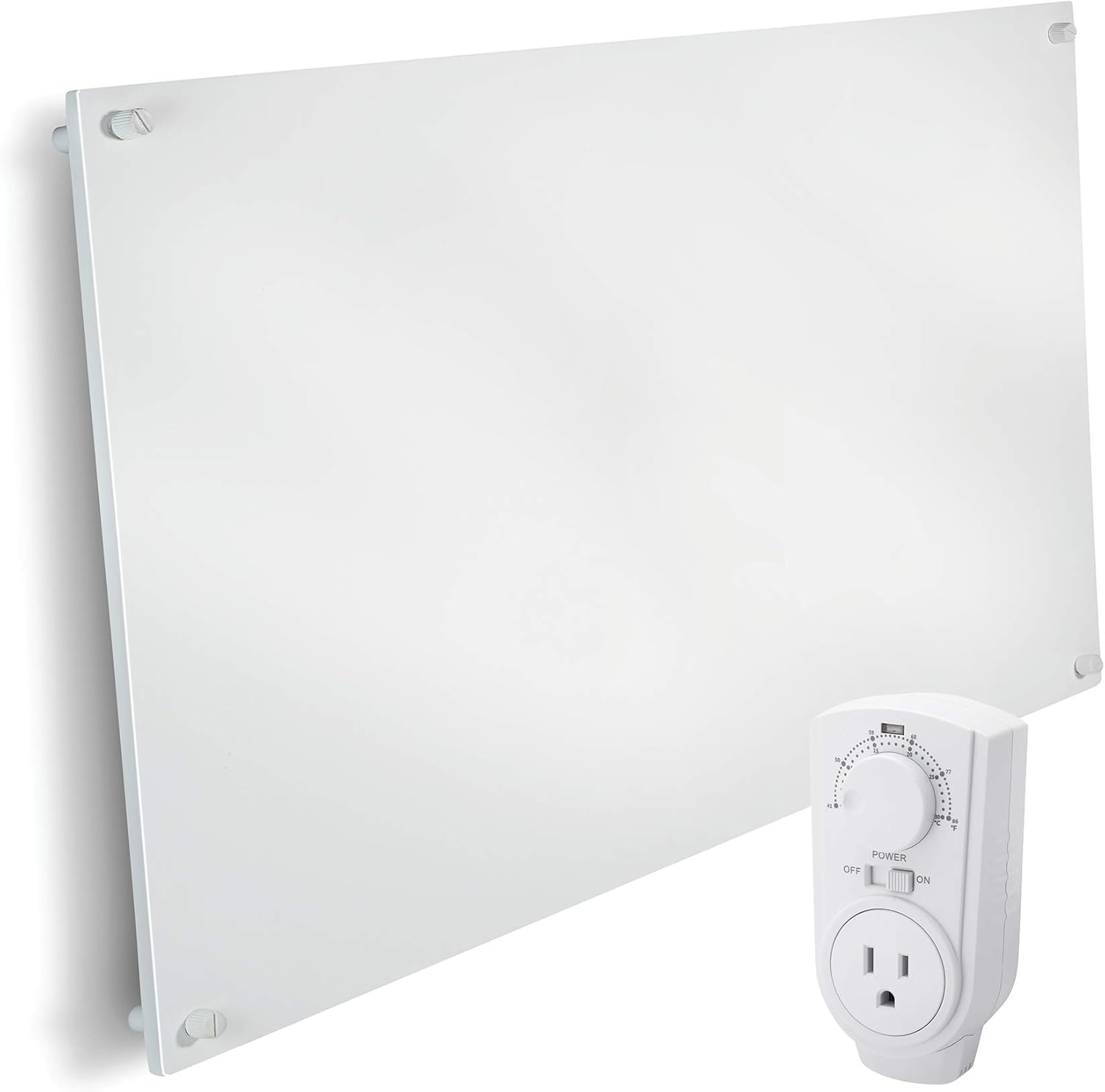 EconoHome Wall Mount Space Heater Panel - 250 Watt Splashproof Convection Heater - Ideal for 100 Sq Ft Room or Bathroom - 120V Electric Heater - Save Up to 50% of Heating Cost - Overheat Protection