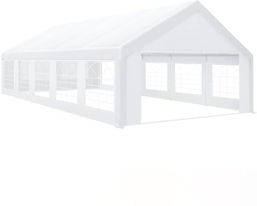 COBIZI 20x40 Party Tent Heavy Duty, Galvanized Wedding Tent, Event Shelter for Parties, Outdoor with Removable Sidewall & Built-in Sandbag, Carpas para Fiestas, Large Canopy, Waterproof, White