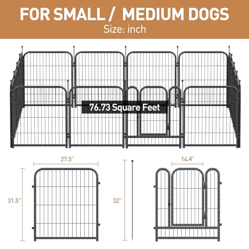 Metal Dog Playpen, 40 Inch Height 16 Panels, Large Dog Fence for Large/Medium/Small Dogs Indoor & Outdoor Bliss, Perfect Dog Pen for Camping, Yard, and RV | Black-Silver