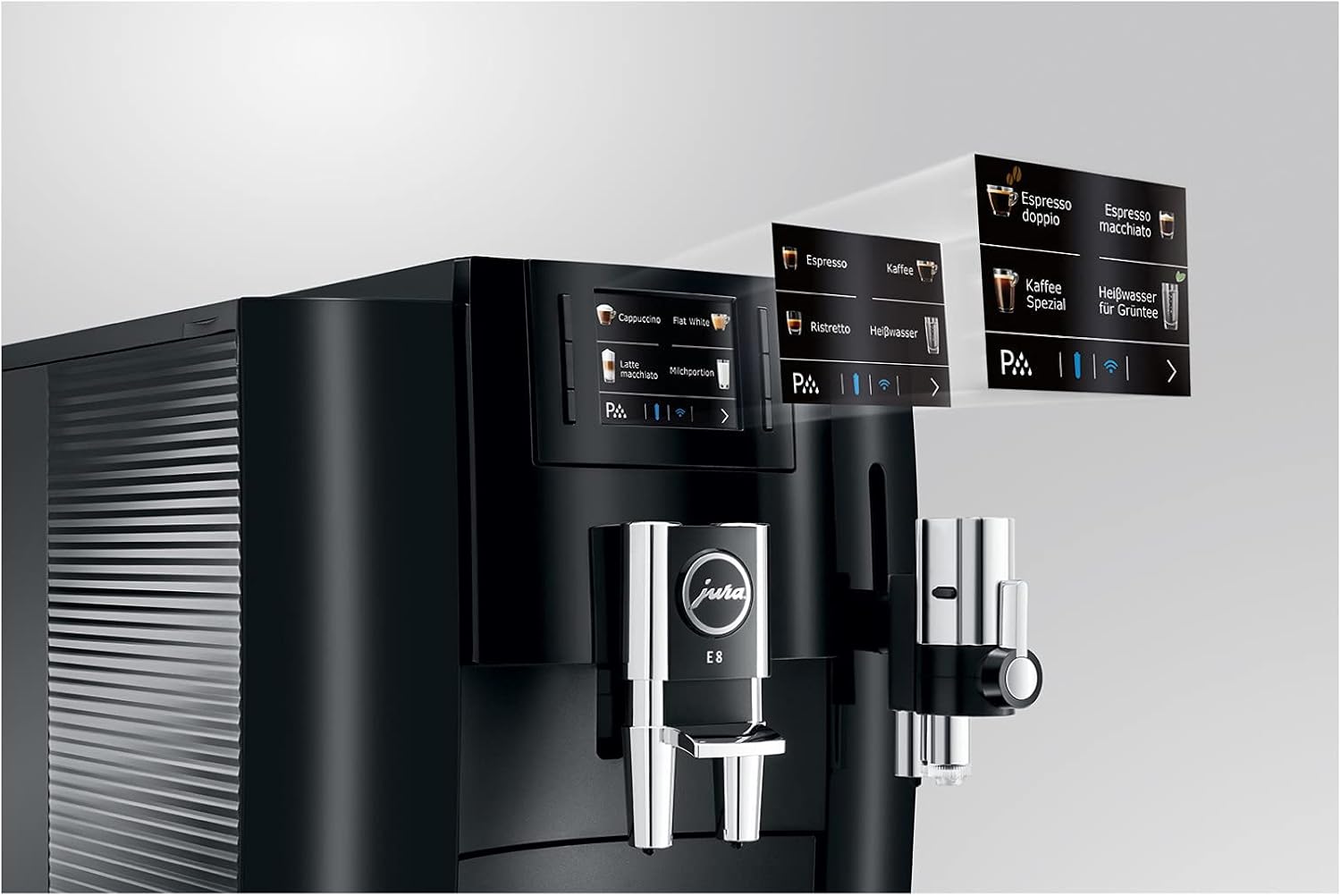 Jura E8 (NAA) 4th Gen Automatic Coffee Machine (Piano Black)