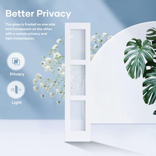 36x84 Inch Glass Sliding Barn Door Slab and 6.6ft Hardware Kit Included, 5 Frosted Glass, LVL Wood Panel Covered with White Water-Proof Scratch-Proof PVC Surface, Simple DIY Assembly