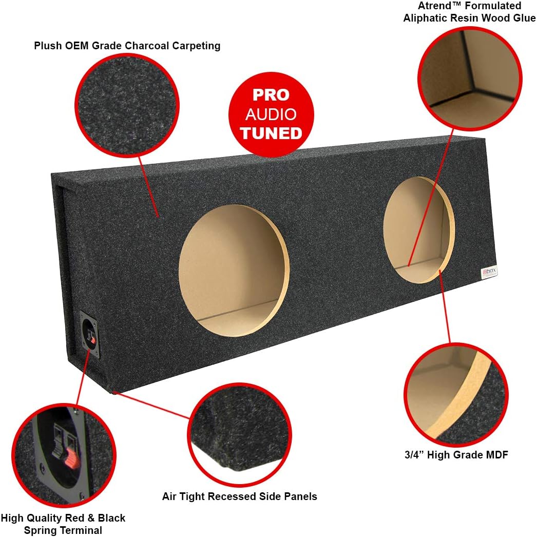 Atrend Dual 10 Subwoofer Regular Standard Cab Truck Sub Box Enclosure 3/4 MDF Speaker Box, Charcoal (E10DT)
