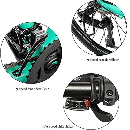 26” Mountain Bike, Disc Brake 27 Speed Bicycle Front Suspension, Hardtail Mountain Bikes Alloy Frame, Men and Women Universal Cross-Country Mount