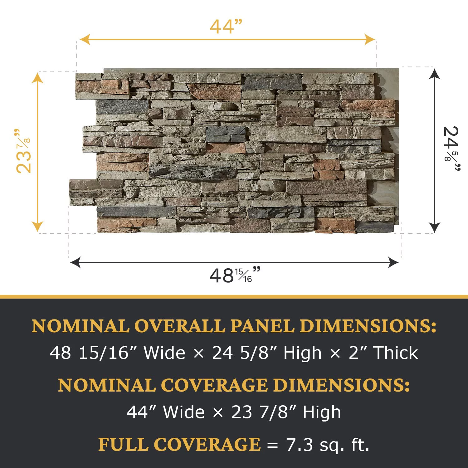 Faux Stacked Stone 3D Textured Wall Panel Sample | Sedona | 8"L x 8"H | Sample Size| Cambridge Gray