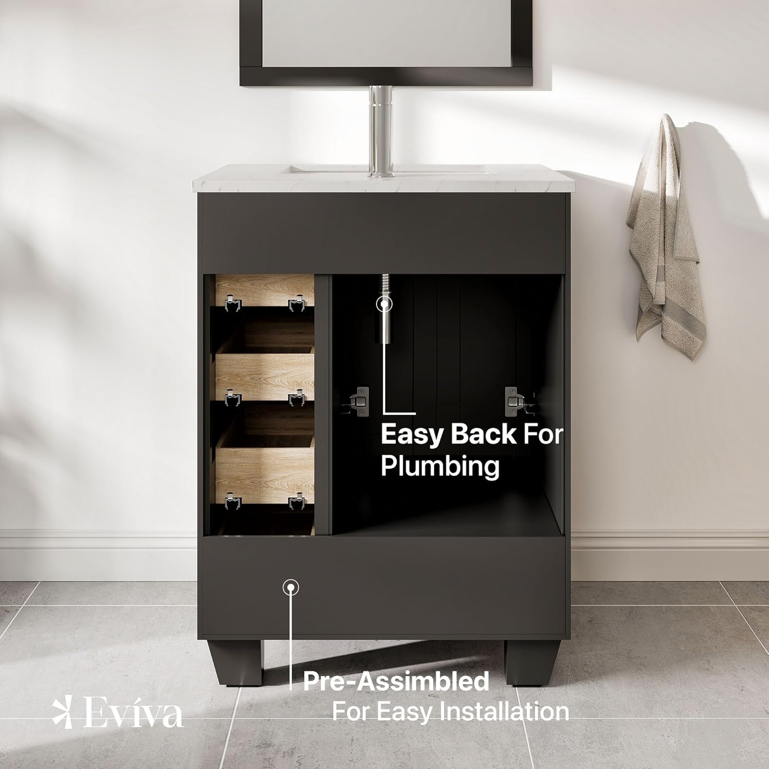 Eviva EVVN30-24X18ES Happy 24" x 18" Espresso Bathroom Vanities