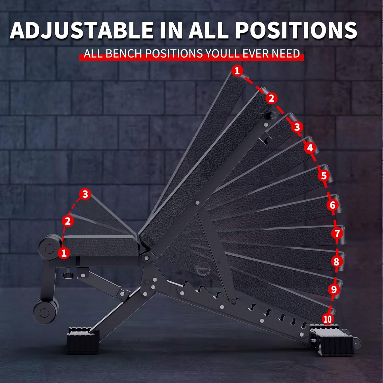 K KINGKANG Adjustable Weight Bench, 1100 LB Weight Capacity Heavy-duty Workout Bench, Extended Head, and Neck Protection Design, Foldable Flat/Incline/Decline Exercise Multi-Purpose Bench for Home Gym