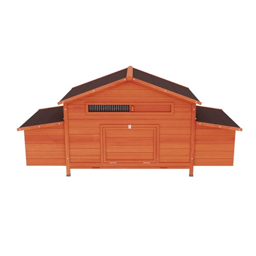 3-Tier Large Wooden Chicken Coop for 8-10 Chickens,Outdoor Walk-in Chicken Coop House with Run&Nesting Boxes,Hen House Poultry Pet Habitat Hutch Cage W/Pull Out Trays&Wire Fencing(95"×80"×83")
