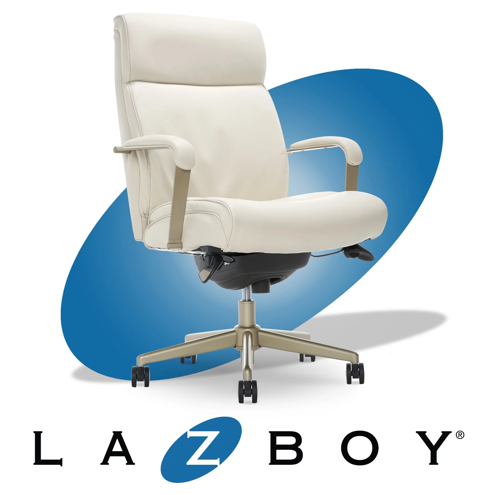 La-Z-Boy Melrose - Chair - executive - ergonomic - armrests - L-shaped - tilt - swivel - foam, bonded leather - white