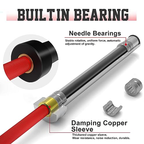 HUISHENG 7ft Olympic Barbell Bar for Weightlifting, 2 Inch 45 lb Barbell for Squats, Deadlifts, Presses, Rows, Curls, Weight Bars for lifting,500LBS/700LBS/1000LBS Capacity Available