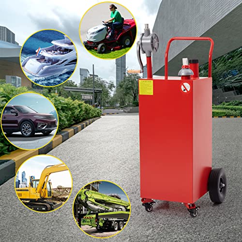 30 Gallon Gas Caddy - Portable Fuel Tank with Pump and Wheels Portable Fuel Storage Tank for Car, Lawnmower, ATV, Boat, Motorcycle