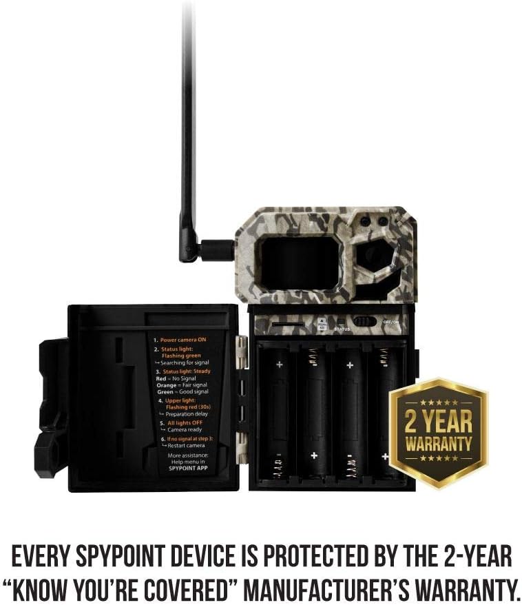 SPYPOINT LINK-MICRO-LTE-V Cellular Trail Camera 4 LED Infrared Flash Game Camera with 80-foot Detection and Flash Range LTE-Capable Cellular Trail Camera 10MP 0.5-second Trigger Speed Hunting Camera