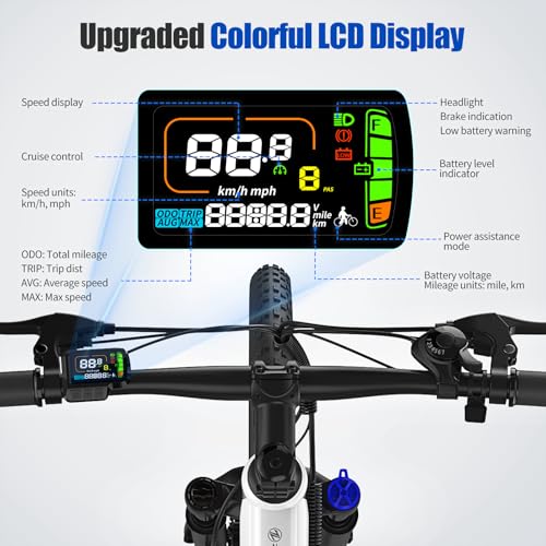 Electric Bike, 1000W Peak Motor, 26” Electric Mountain Bike, 375Wh Removable Battery, 40 Miles Range & 22 Mph Step-Over Ebike for Adults, Electric Bicycle for Commute, 7 Speed