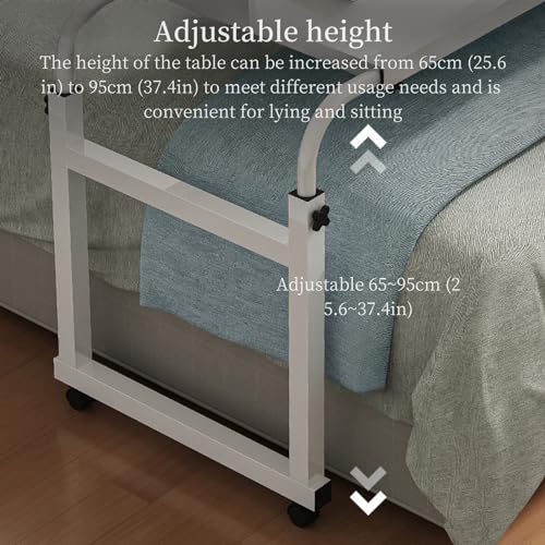 Bed Desk Over The Bed Table with Wheels Overbed Table Over The Bed Desk Over Bed Table Mobile Desk Bed Table with Wheels Computer Table for Bed Overbed Table with Wheels Adjustable Height 4white