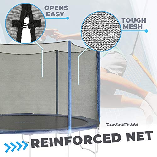 Trampoline Safety Net Enclosure Replacement Set | Net, Poles and Hardware - Universal Net Fits Most Trampoline Brands