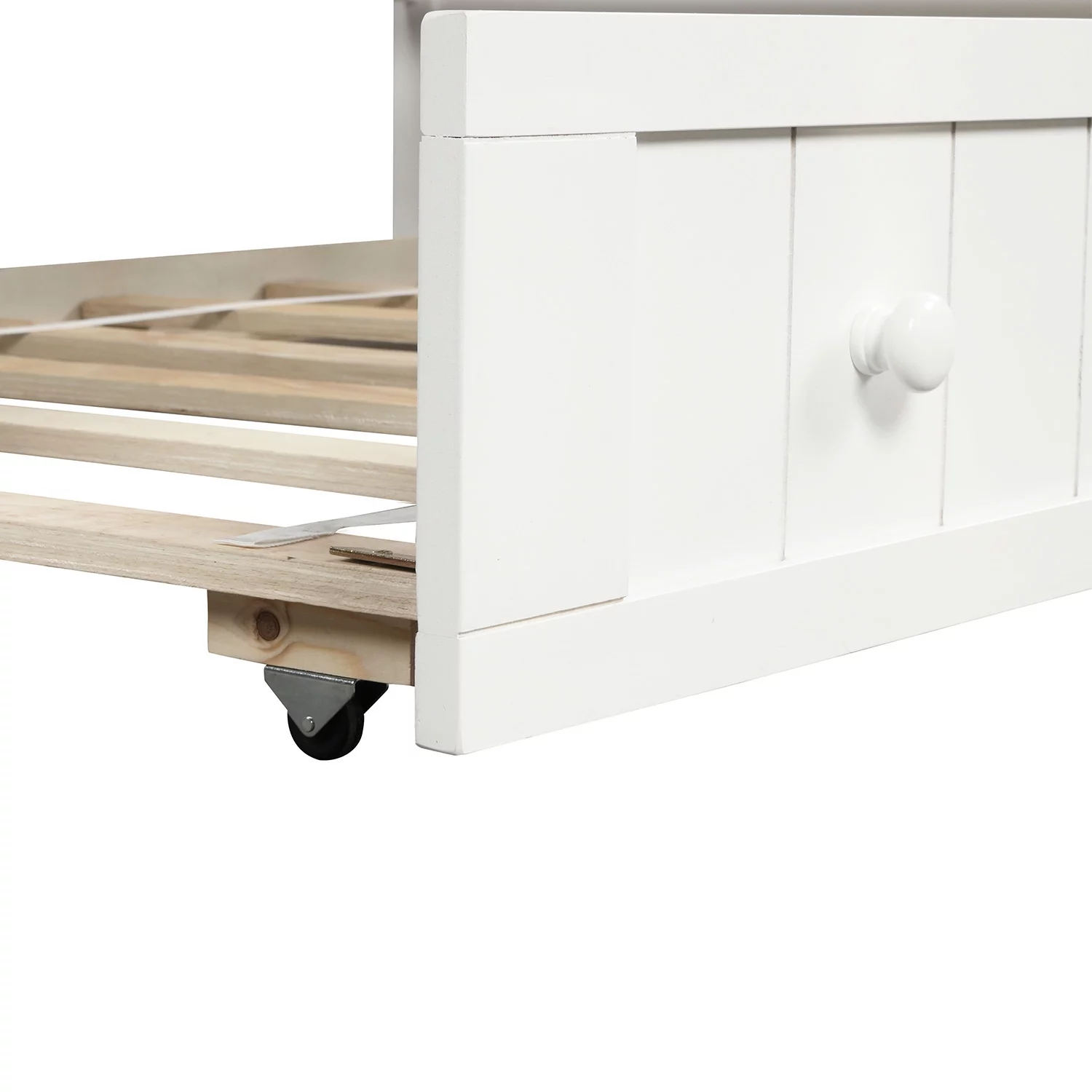 White Wooden Twin Size Daybed with Trundle Bed