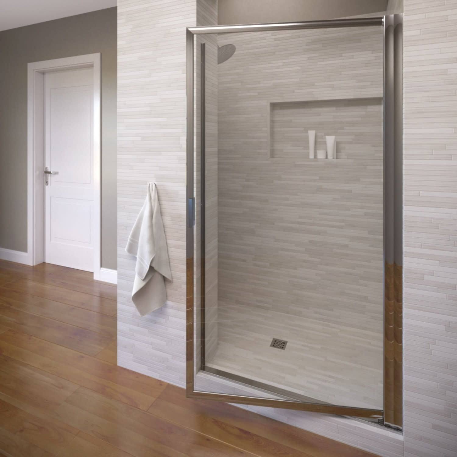 Basco A001-8CL Deluxe 63-1/2x22 High x 32-7/8x22 Wide Pivot Framed Shower Door with Silver