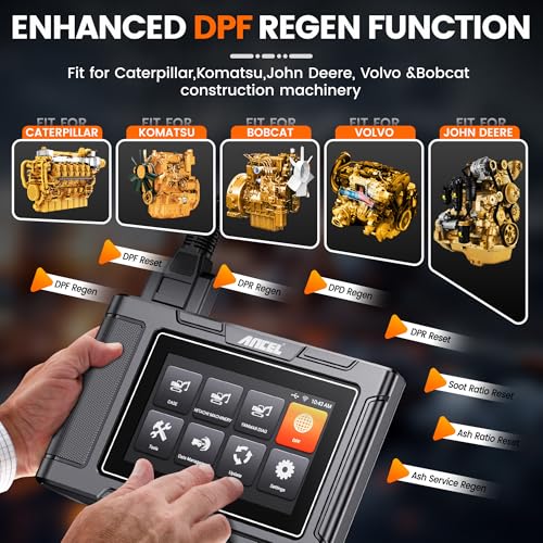 ANCEL HD3600 Heavy Equipment Diagnostic Tool with DPF Regen, Full System Heavy Duty Truck Scanner Machinery Scan Tool Diesel Code Reader Fit for Cummins, Caterpillar, John Deere, Komatsu, Yanmar&Case