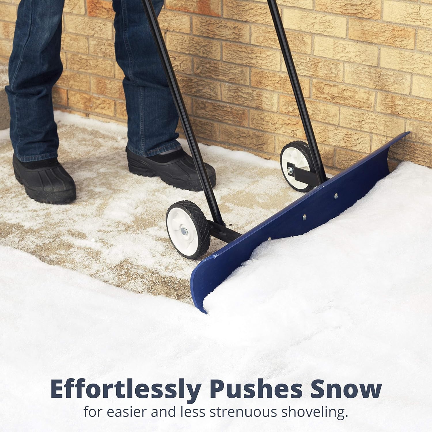 The Snowcaster 30SNC Wheeled Snow Pusher Shovel, Blue