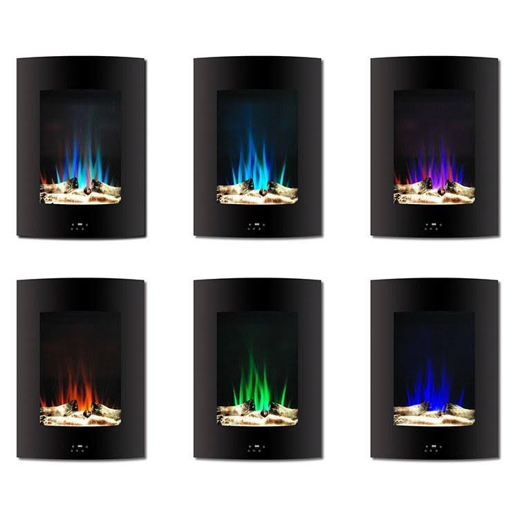 Cambridge CAM19VWMEF-2WHT 19.5 in. Vertical Electric Fireplace in White with Multi-Color Flame and Driftwood Log Display