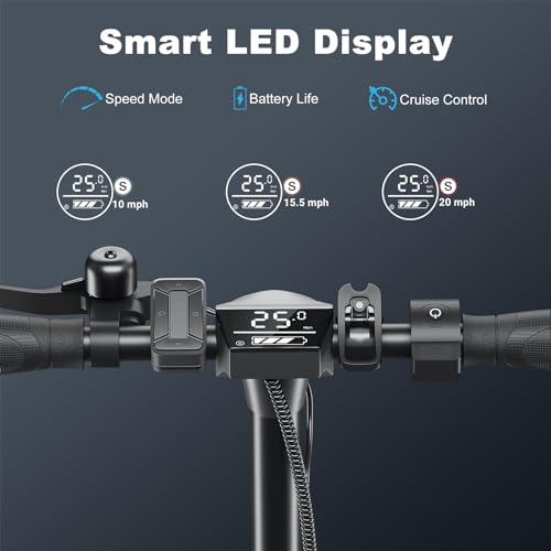 Caroma Electric Scooter, 500W Motor, 25 Miles Range & 20Mph, 10" Solid Tires Electric Scooter Adults, Foldable Commuting E Scooter with Cruise Control, Dual Braking System & Shock Absorption