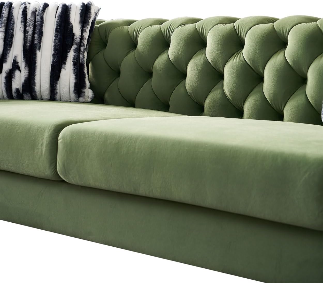 Chesterfield Modern Tufted Velvet Living Room Sofa, 84.25" W Couch,Mint Green