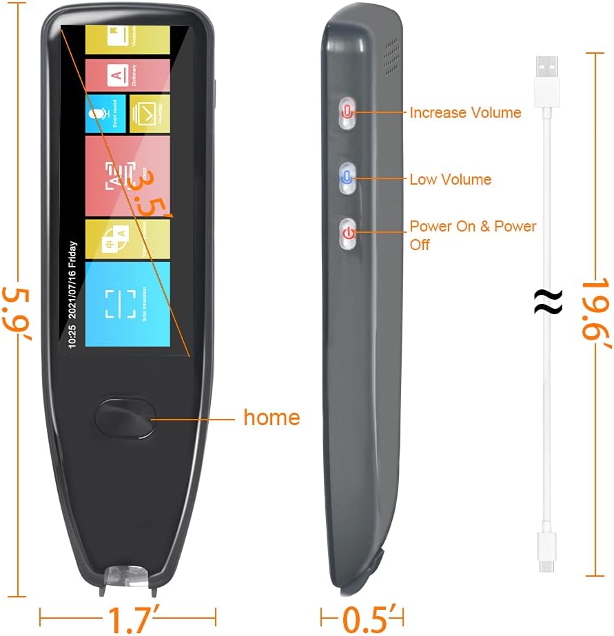 HeavenBird Scanning Translator Device, Scanner Language Translator Pen for Spanish, German, Japanese, English, Chinese, Russian/Online 116 Languages Speak and Translate/Scan Text and Translate