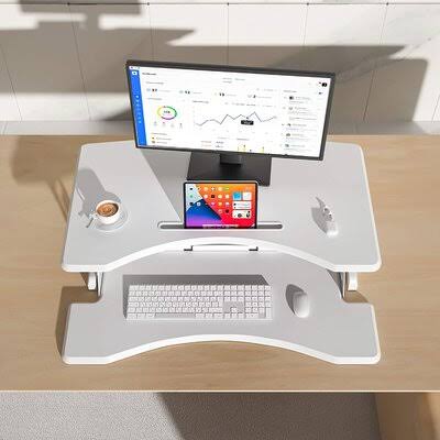 Height Adjustable Stand Up Desk Converter – Desk Riser, Sit Stand Desk Ergonomic Tabletop Workstation Inbox Zero Size: 19.3x22 H