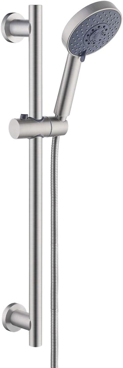 KES Slide Bar with Handheld Shower Head Hand Shower Hose Holder Adjustable 5-Function Massaging Sprayer Brushed Finish, F204-BS+KP501B-BN Pack of 2