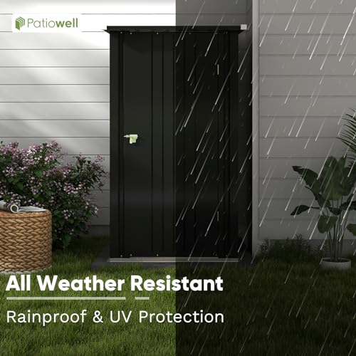 Patiowell 3 x 3 FT Outdoor Storage Shed,Small Garden Tool Storage Shed with Sloping Roof and Single Lockable Door, Outdoor Shed for Backyard Garden Patio Lawn, Grey