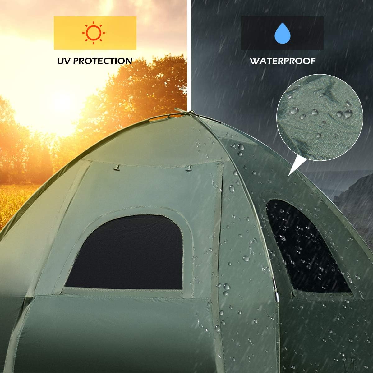 Tangkula 2-Person Outdoor Camping Tent Cot, Foldable Camping Tent with Air Mattress & Sleeping Bag, Waterproof Elevated Camping Tent with Carry Bag, Portable Camping Tent Cot