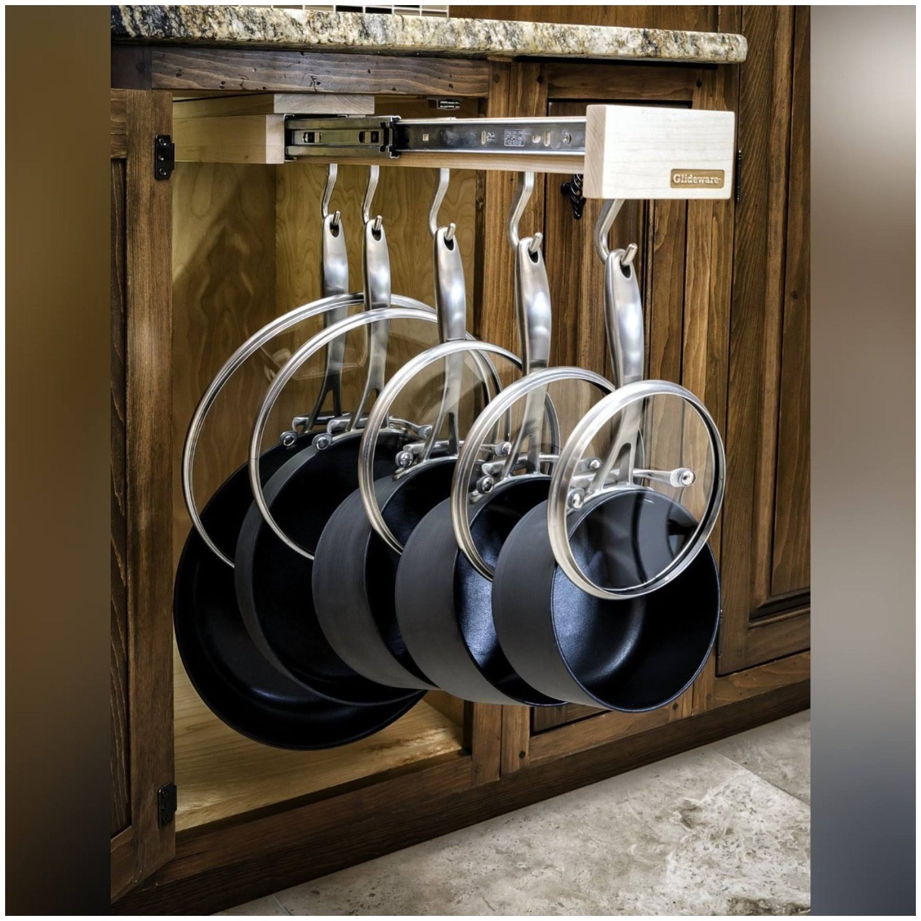 Glideware Wood Pull-Out Cabinet Organizer for Pots Pans and Much More