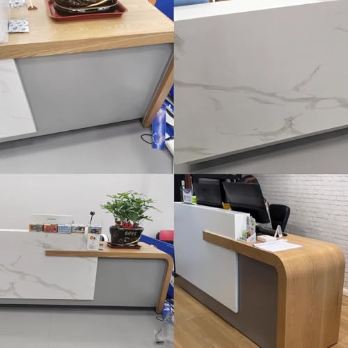 Reception Desk with Counter,Open Front Desk Reception Counter with Lockable Drawer & Door Cabinet, Salon Reception Modern Large Counter Table for Store Shop Office,B,L 120cm/47in